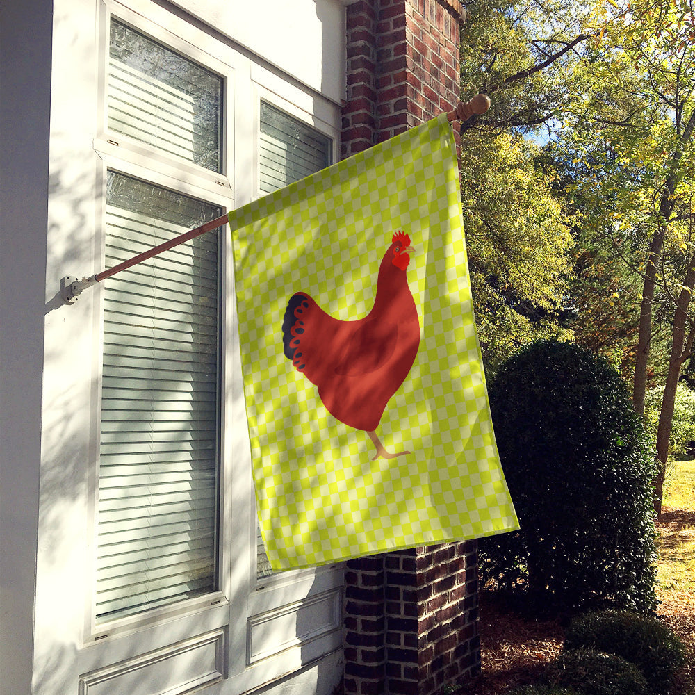 New Hampshire Red Chicken Green House Flag 28x40 Porch Sleeve Pole Decorative Outside Yard Banner Artwork Wall Hanging, Polyester