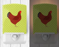 New Hampshire Red Chicken Green Ceramic Night Light Compact, UL-Certified, Ideal for Bedroom, Bathroom, Nursery, Hallway, Kitchen, 6x4x3, Multicolor