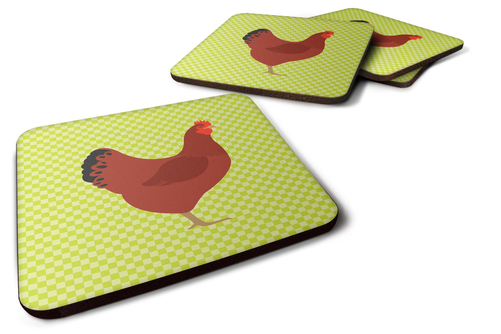 New Hampshire Red Chicken Green Foam Coasters Set of 4 Cup Coasters for Indoor Outdoor, Tabletop Protection, Anti Slip, Mouse pad Material
