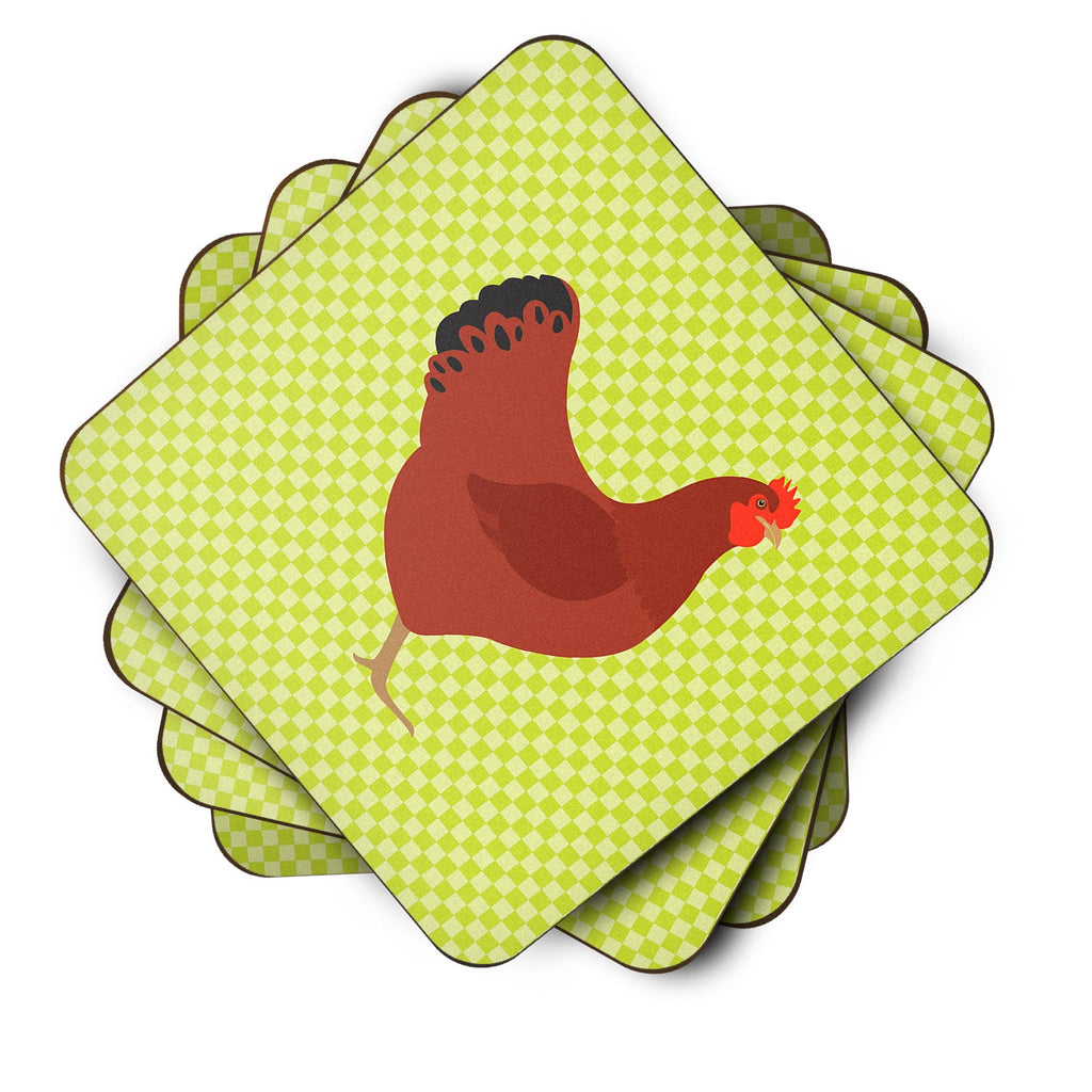 New Hampshire Red Chicken Green Foam Coasters Set of 4 Cup Coasters for Indoor Outdoor, Tabletop Protection, Anti Slip, Mouse pad Material