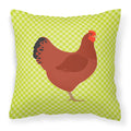 New Hampshire Red Chicken Green Decorative Throw Pillow 18x18 Indoor Outdoor Accent Cushion, Fabric Cover with Insert for Sofa, Bed, Porch & Living Room