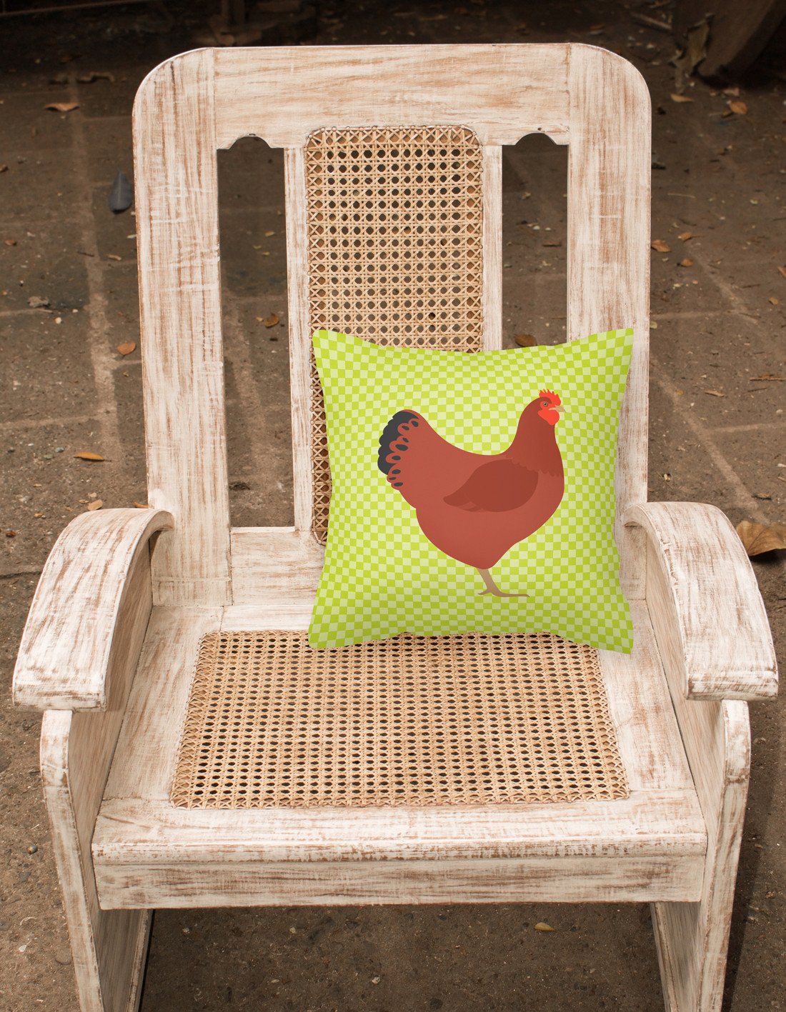 New Hampshire Red Chicken Green Decorative Throw Pillow 18x18 Indoor Outdoor Accent Cushion, Fabric Cover with Insert for Sofa, Bed, Porch & Living Room
