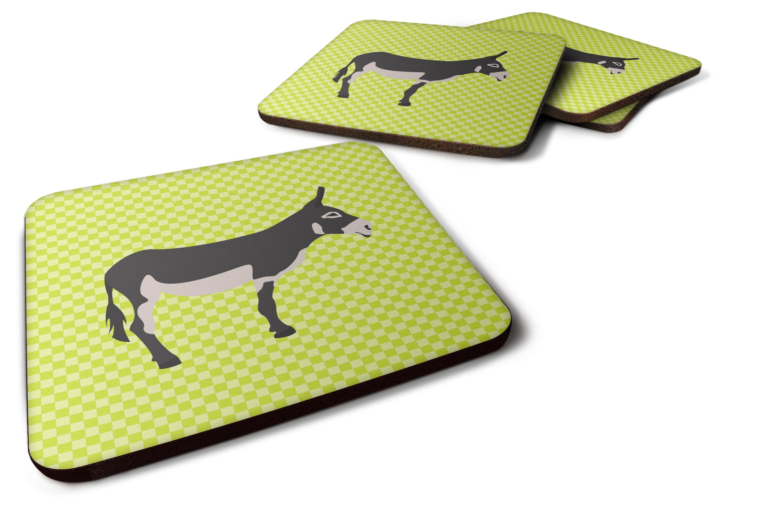 American Mammoth Jack Donkey Green Foam Coasters Set of 4 Cup Coasters for Indoor Outdoor, Tabletop Protection, Anti Slip, Mouse pad Material