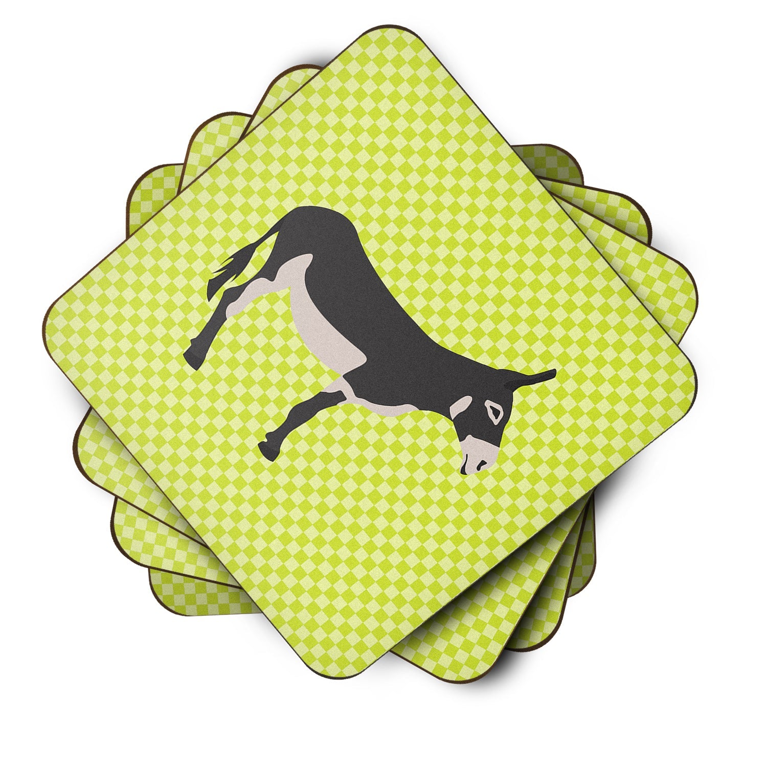 American Mammoth Jack Donkey Green Foam Coasters Set of 4 Cup Coasters for Indoor Outdoor, Tabletop Protection, Anti Slip, Mouse pad Material