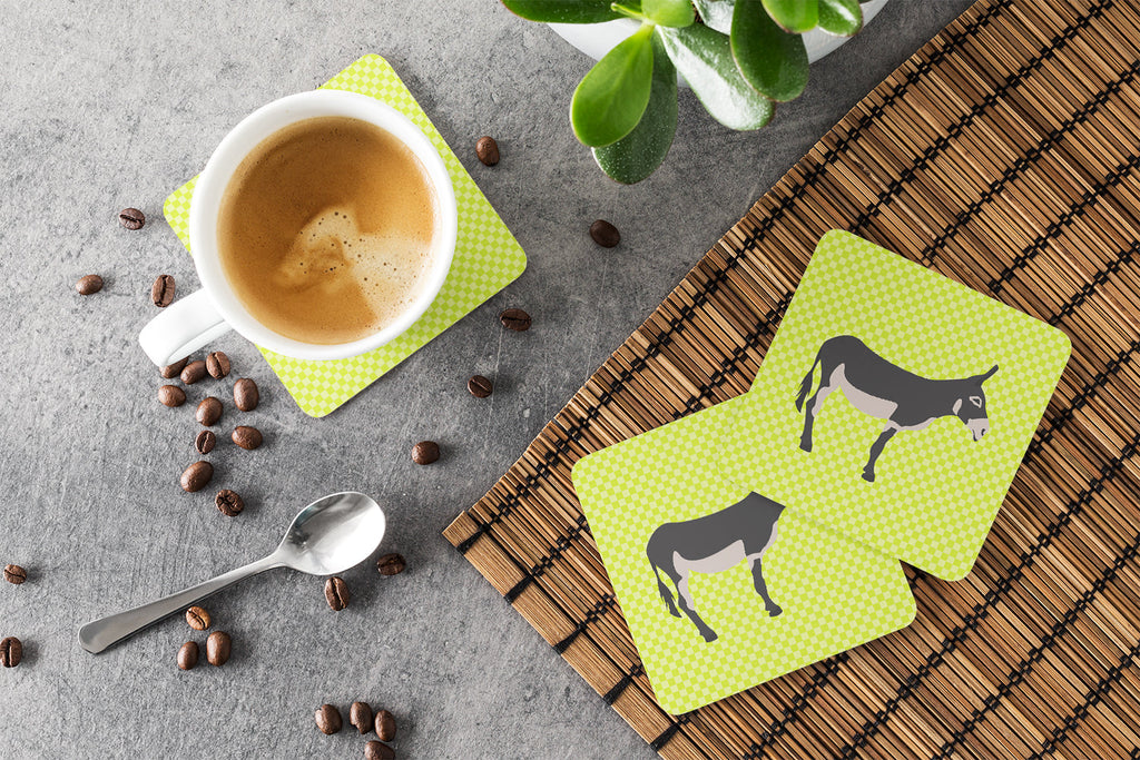 American Mammoth Jack Donkey Green Foam Coasters Set of 4 Cup Coasters for Indoor Outdoor, Tabletop Protection, Anti Slip, Mouse pad Material