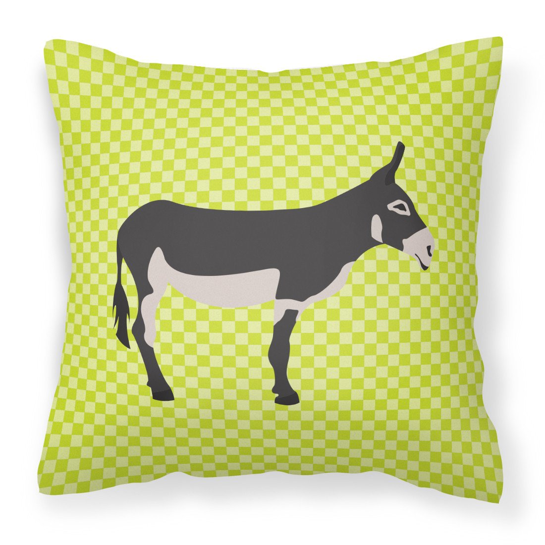American Mammoth Jack Donkey Green Decorative Throw Pillow 18x18 Indoor Outdoor Accent Cushion, Fabric Cover with Insert for Sofa, Bed, Porch & Living Room