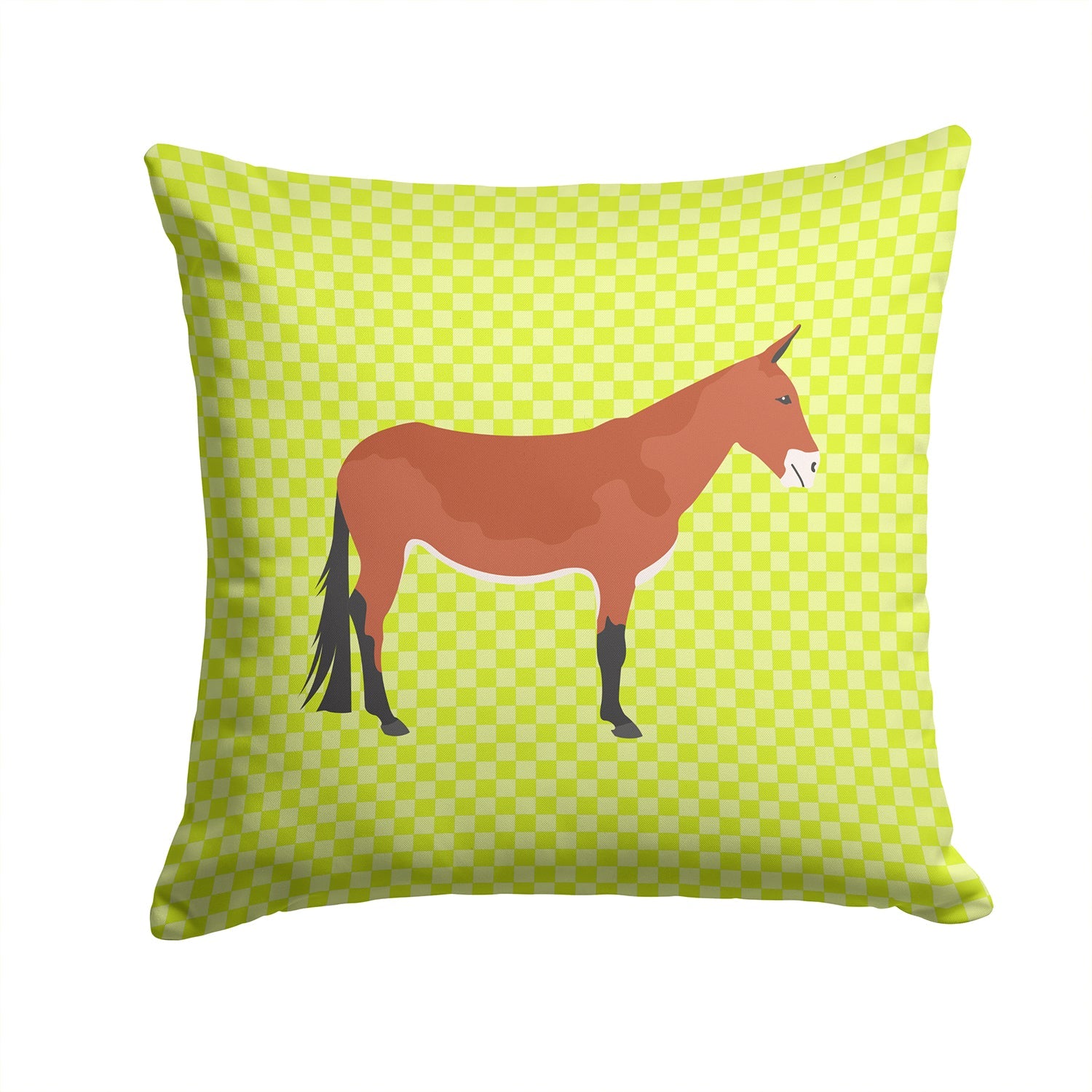 Mule Green Decorative Throw Pillow 14x14 Indoor Outdoor Accent Cushion, Fabric Cover with Insert for Sofa, Bed, Porch & Living Room