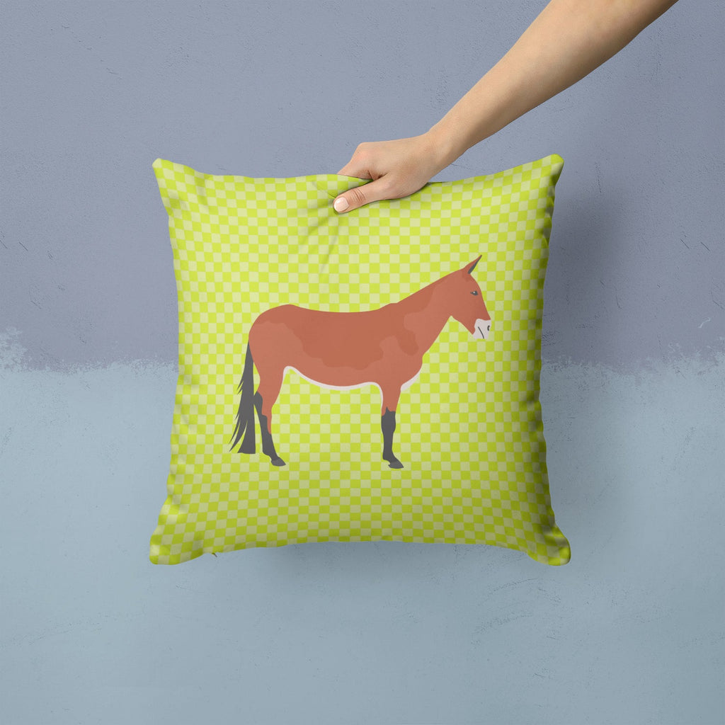 Mule Green Decorative Throw Pillow 14x14 Indoor Outdoor Accent Cushion, Fabric Cover with Insert for Sofa, Bed, Porch & Living Room