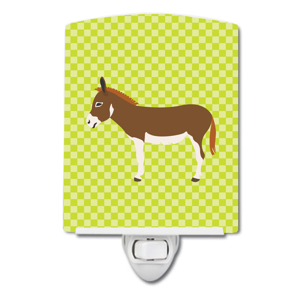 Miniature Mediterranian Donkey Green Ceramic Night Light Compact, UL-Certified, Ideal for Bedroom, Bathroom, Nursery, Hallway, Kitchen, 6x4x3, Multicolor