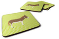 Miniature Mediterranian Donkey Green Foam Coasters Set of 4 Cup Coasters for Indoor Outdoor, Tabletop Protection, Anti Slip, Mouse pad Material