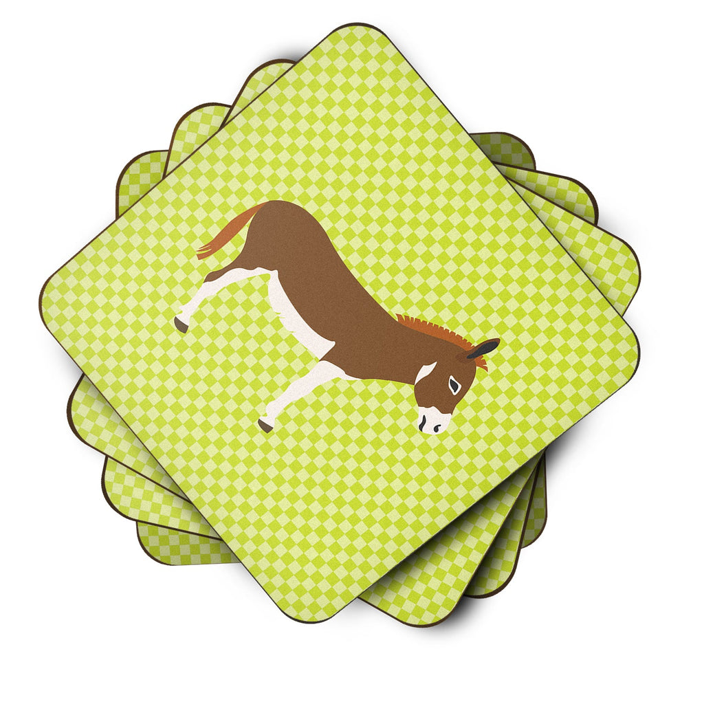 Miniature Mediterranian Donkey Green Foam Coasters Set of 4 Cup Coasters for Indoor Outdoor, Tabletop Protection, Anti Slip, Mouse pad Material
