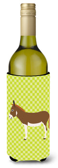 Miniature Mediterranian Donkey Green Wine Bottle Hugger Gift Sleeve for Standard 750 ml Bottles, Insulated Reusable Also Fits Mini Shot & Pint Bottles