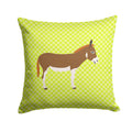 Miniature Mediterranian Donkey Green Decorative Throw Pillow 14x14 Indoor Outdoor Accent Cushion, Fabric Cover with Insert for Sofa, Bed, Porch & Living Room