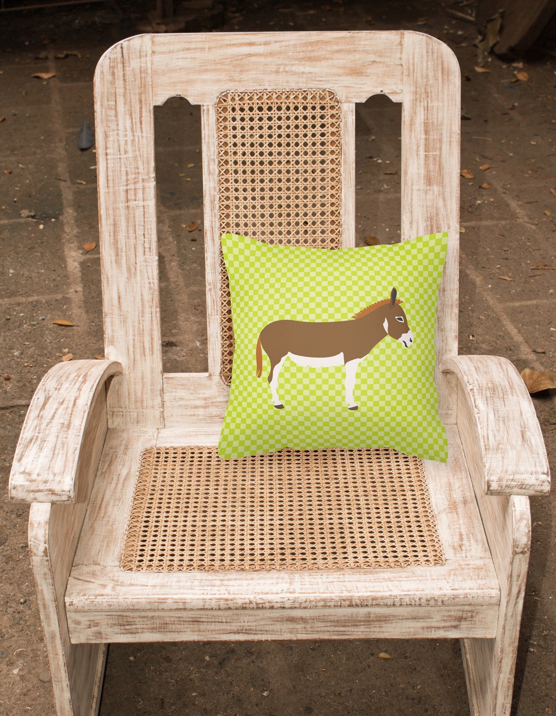 Miniature Mediterranian Donkey Green Decorative Throw Pillow 18x18 Indoor Outdoor Accent Cushion, Fabric Cover with Insert for Sofa, Bed, Porch & Living Room