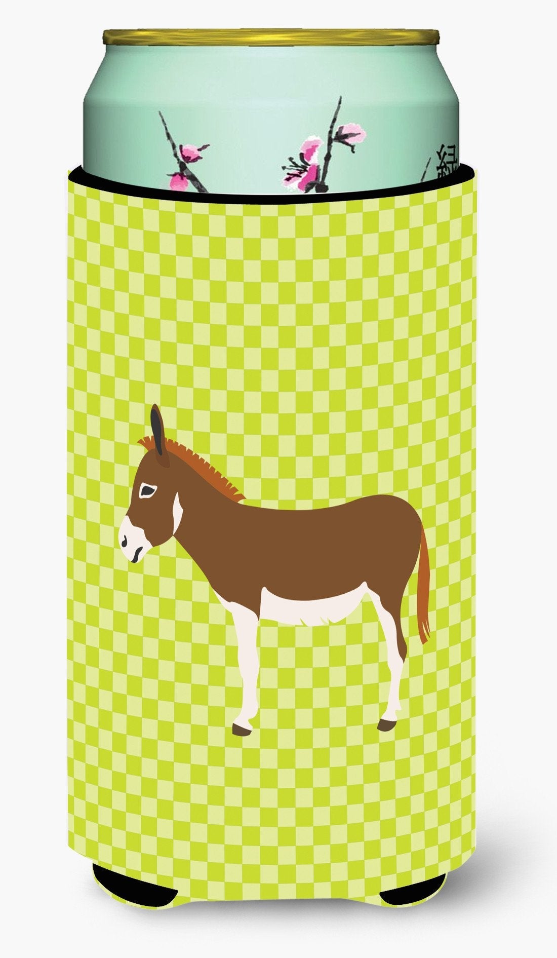 Miniature Mediterranian Donkey Green Tall Boy Hugger Can Cooler Sleeve Machine Washable Drink Collapsible Insulator Beverage Insulated Holder