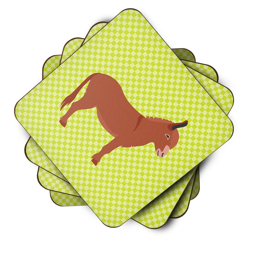 Irish Donkey Green Foam Coasters Set of 4 Cup Coasters for Indoor Outdoor, Tabletop Protection, Anti Slip, Mouse pad Material