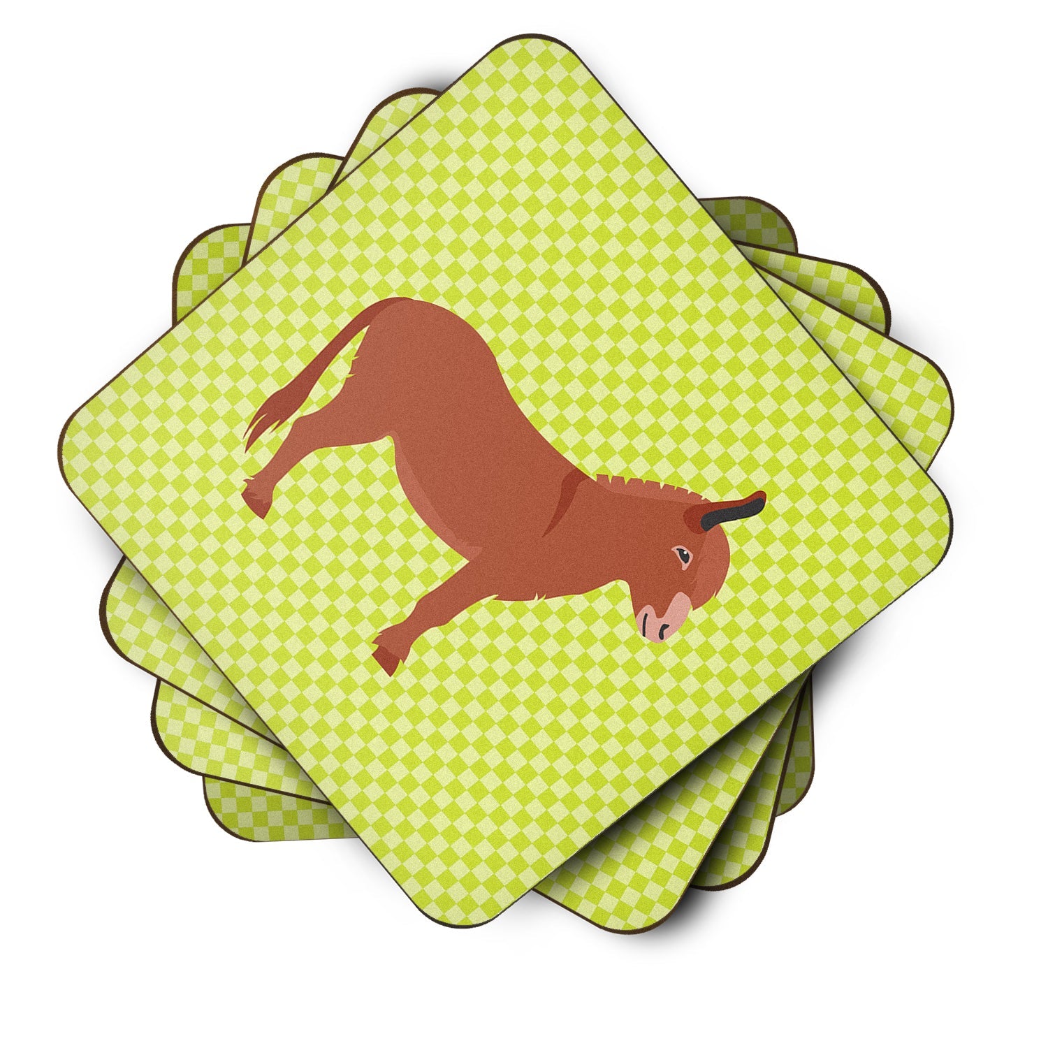 Irish Donkey Green Foam Coasters Set of 4 Cup Coasters for Indoor Outdoor, Tabletop Protection, Anti Slip, Mouse pad Material