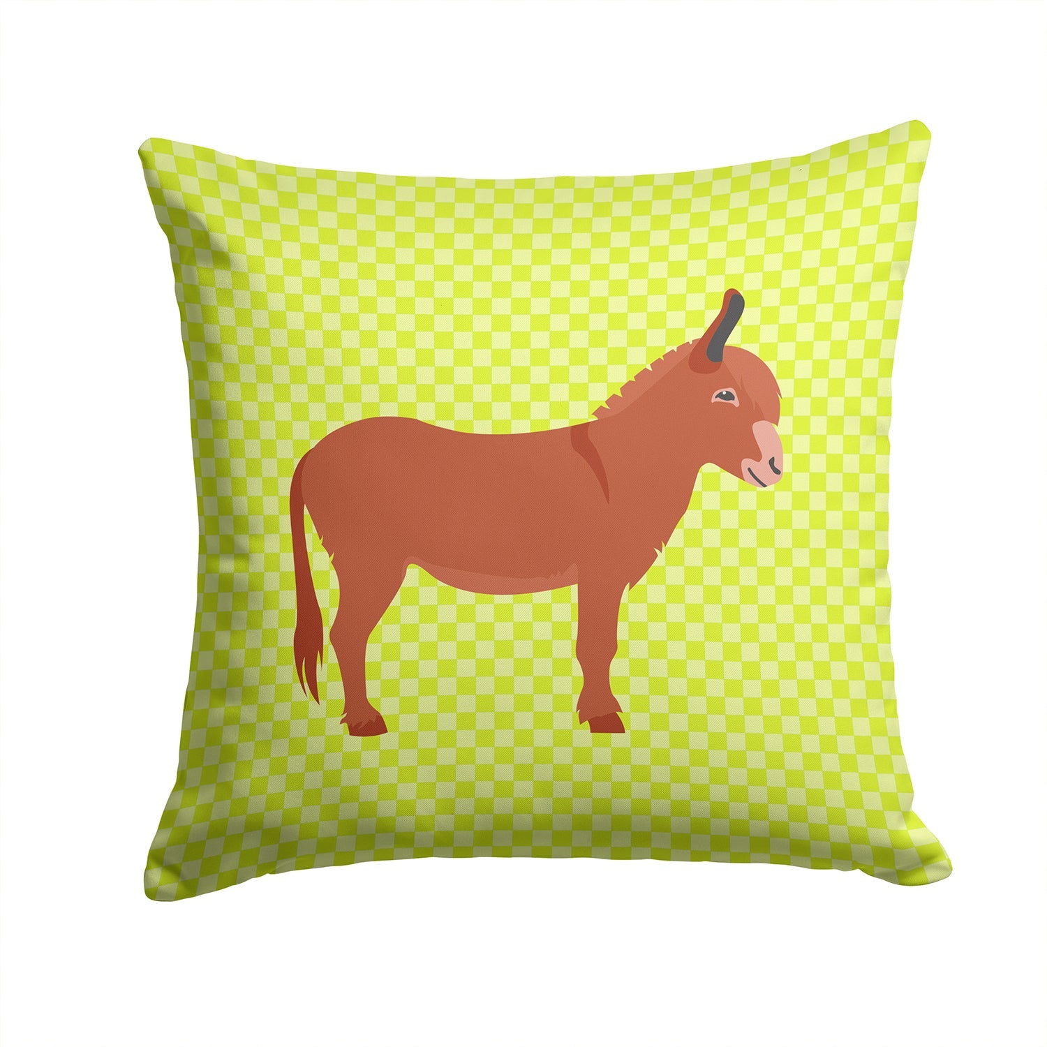 Irish Donkey Green Decorative Throw Pillow 14x14 Indoor Outdoor Accent Cushion, Fabric Cover with Insert for Sofa, Bed, Porch & Living Room