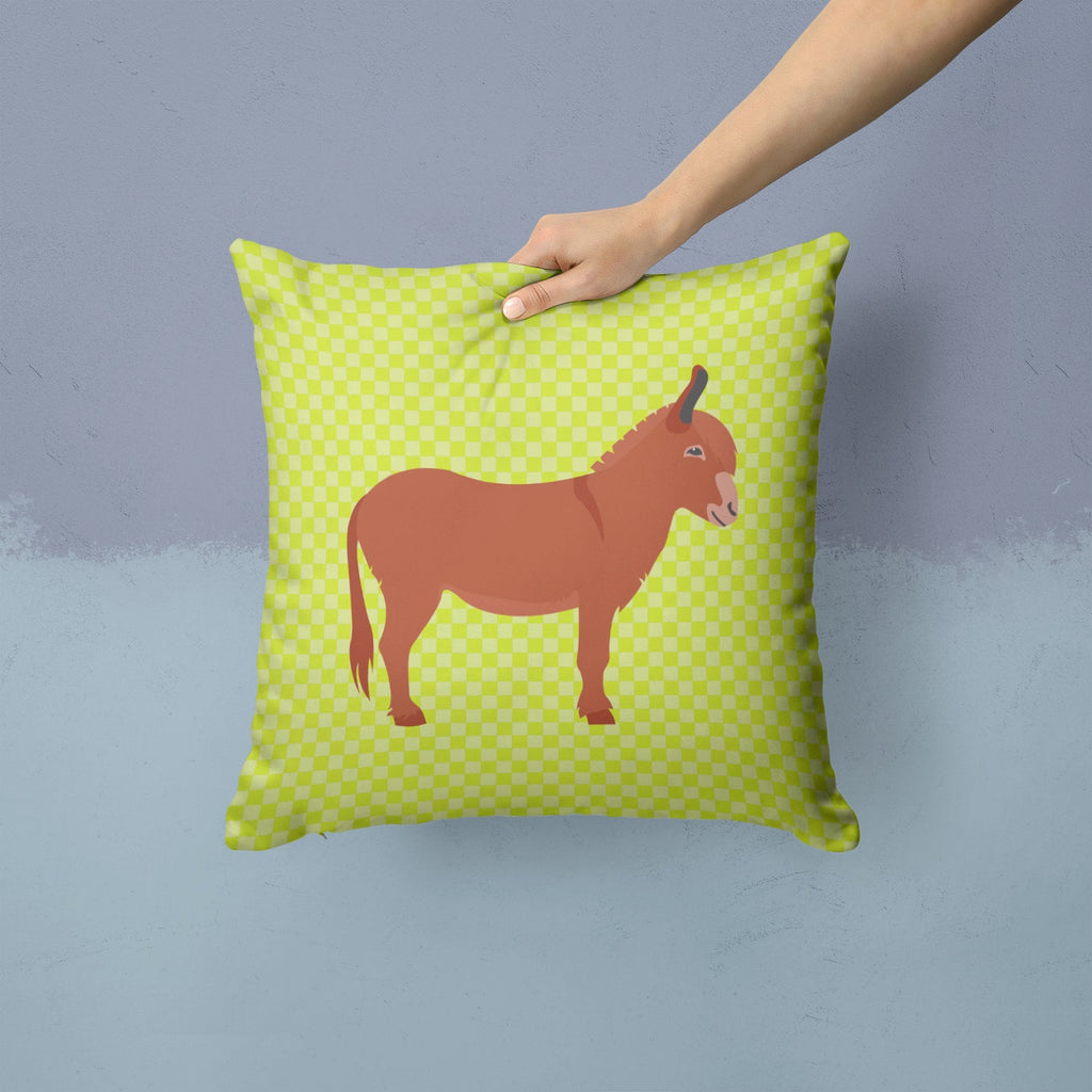 Irish Donkey Green Decorative Throw Pillow 14x14 Indoor Outdoor Accent Cushion, Fabric Cover with Insert for Sofa, Bed, Porch & Living Room