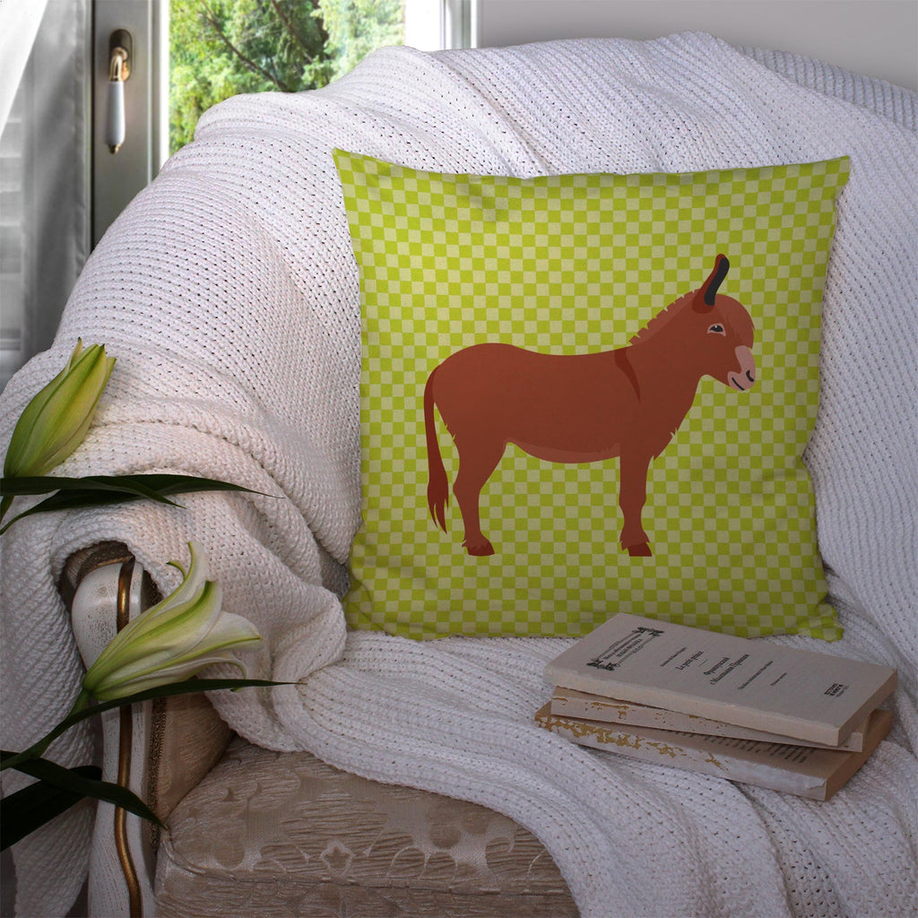 Irish Donkey Green Decorative Throw Pillow 14x14 Indoor Outdoor Accent Cushion, Fabric Cover with Insert for Sofa, Bed, Porch & Living Room