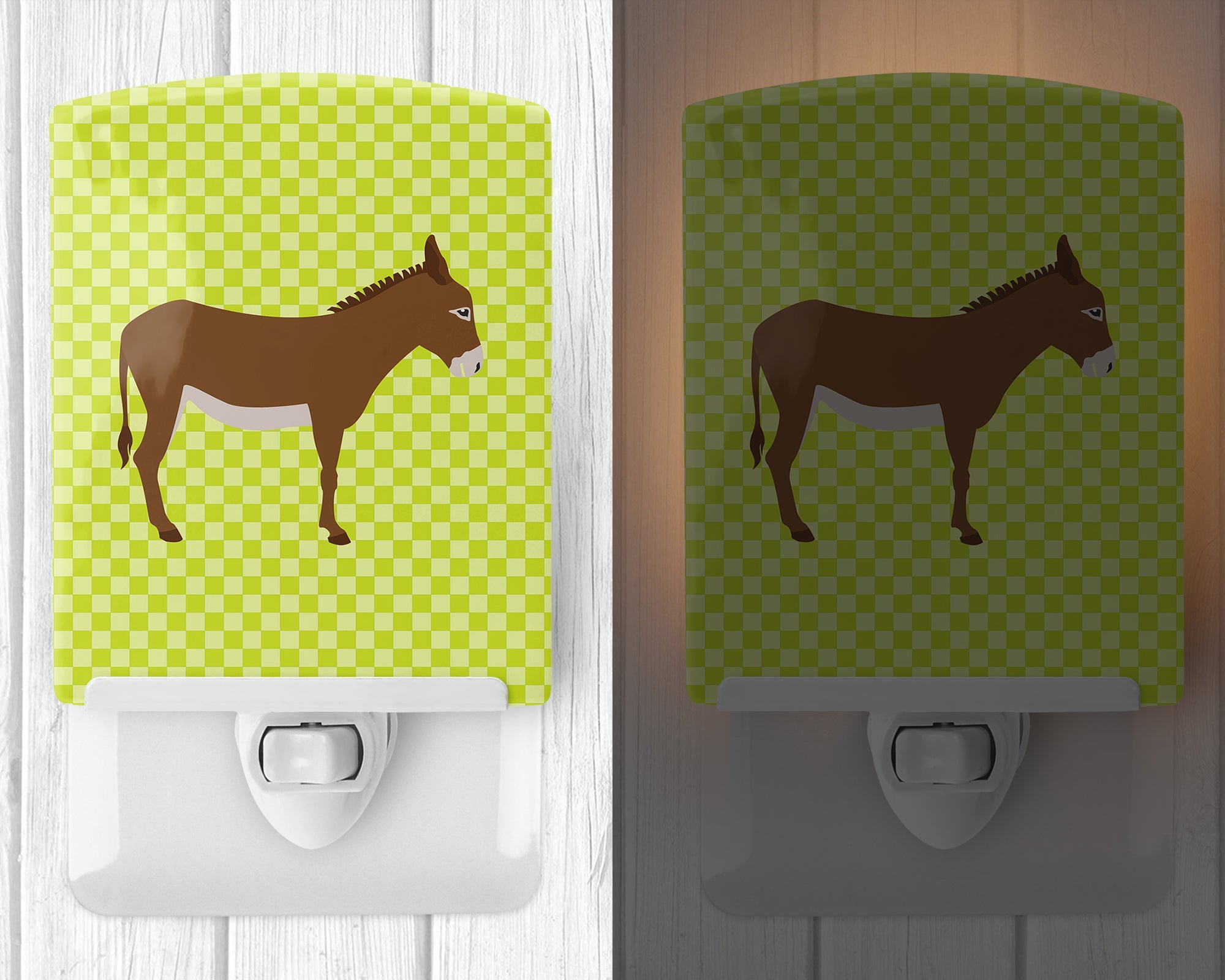 Cotentin Donkey Green Ceramic Night Light Compact, UL-Certified, Ideal for Bedroom, Bathroom, Nursery, Hallway, Kitchen, 6x4x3, Multicolor