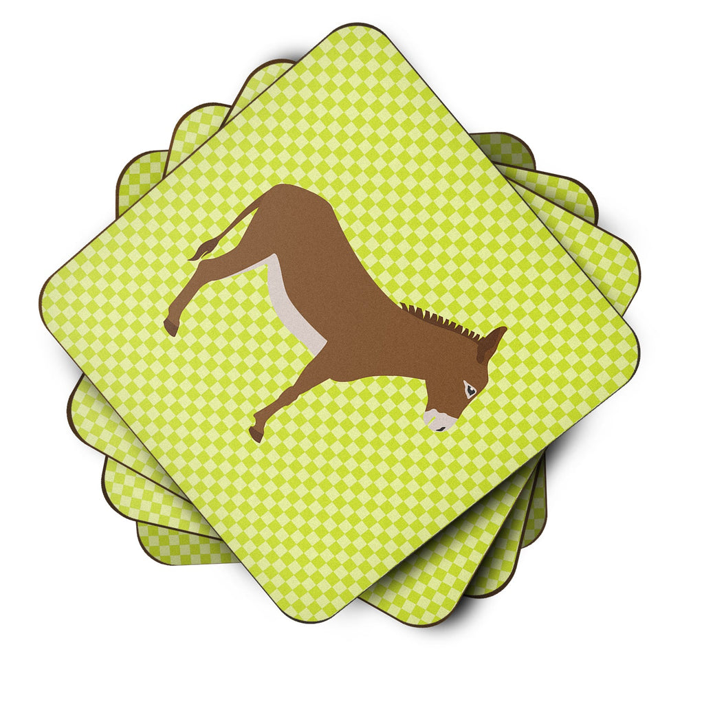 Cotentin Donkey Green Foam Coasters Set of 4 Cup Coasters for Indoor Outdoor, Tabletop Protection, Anti Slip, Mouse pad Material