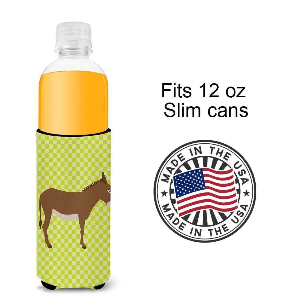 Cotentin Donkey Green Slim Can Hugger , Insulated Foam Hugger for 12 oz Slim Cans, Beer Bottles & Water Bottles, Printed in USA