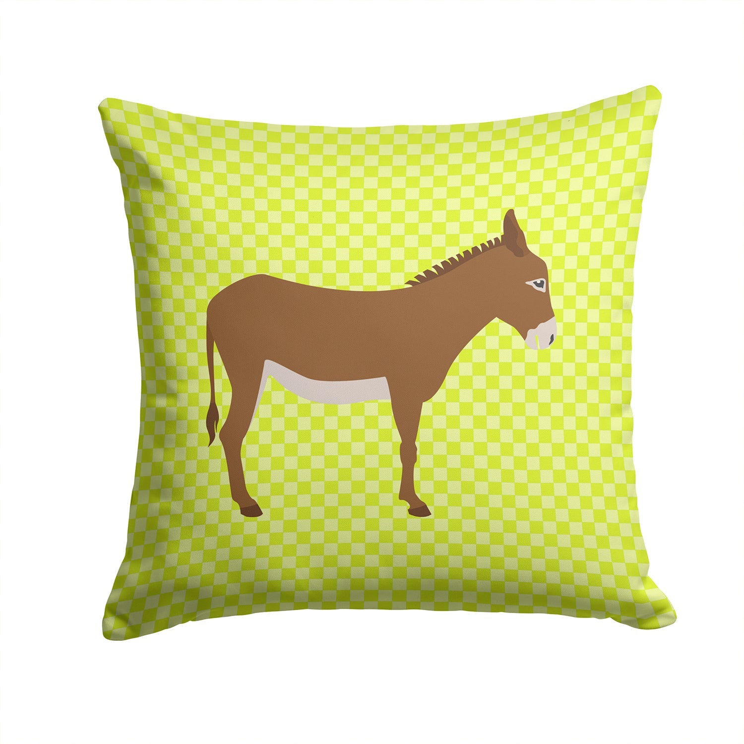 Cotentin Donkey Green Decorative Throw Pillow 14x14 Indoor Outdoor Accent Cushion, Fabric Cover with Insert for Sofa, Bed, Porch & Living Room