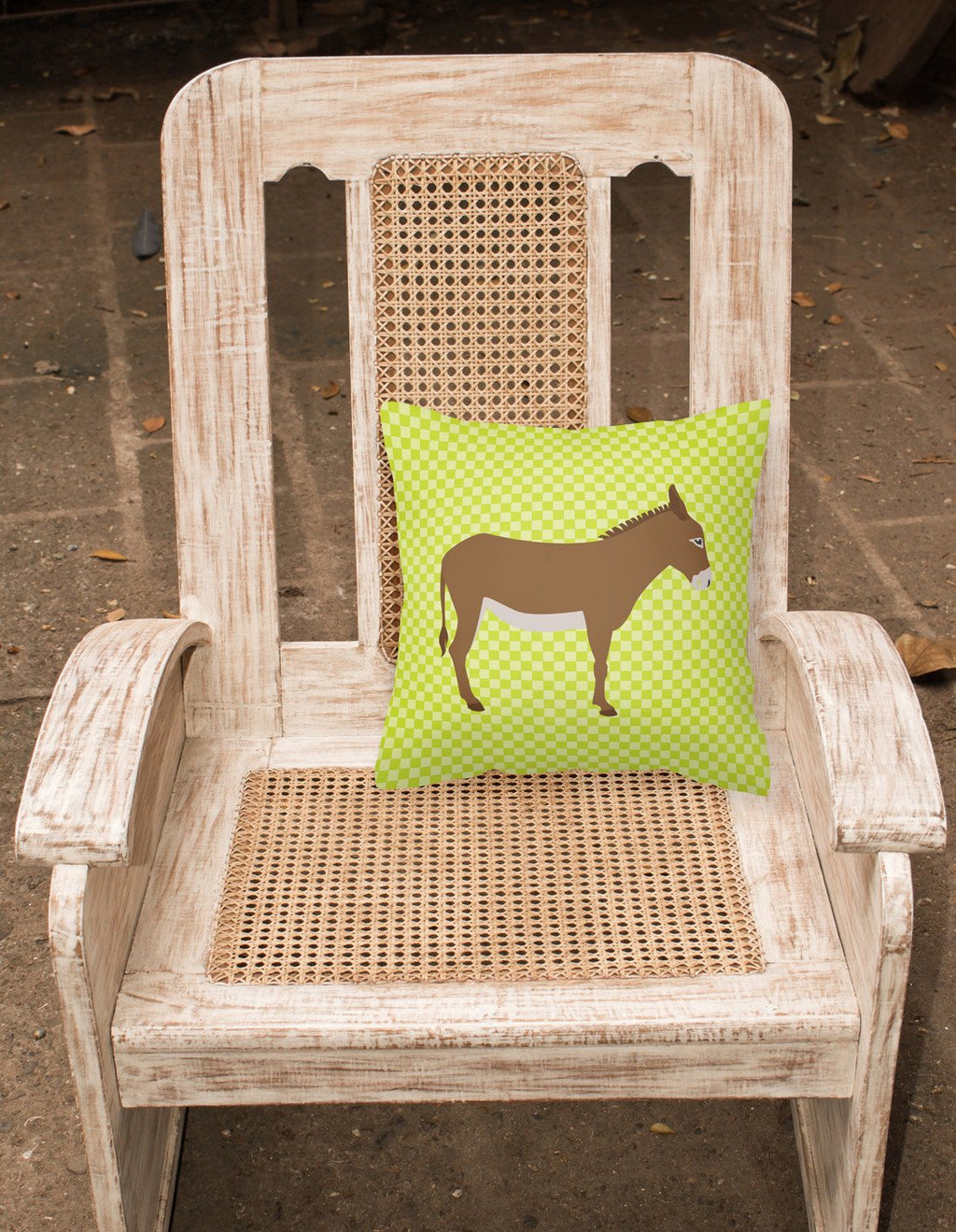 Cotentin Donkey Green Decorative Throw Pillow 18x18 Indoor Outdoor Accent Cushion, Fabric Cover with Insert for Sofa, Bed, Porch & Living Room