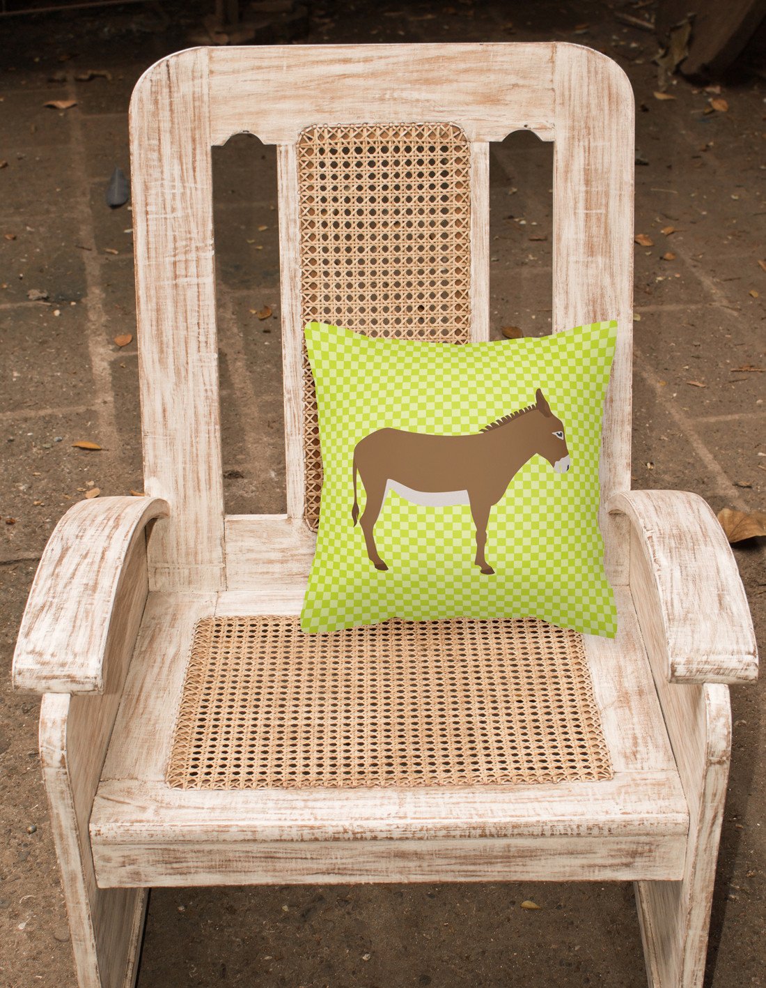 Cotentin Donkey Green Decorative Throw Pillow 18x18 Indoor Outdoor Accent Cushion, Fabric Cover with Insert for Sofa, Bed, Porch & Living Room
