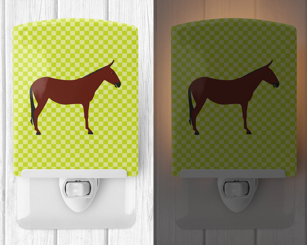 Hinny Horse Donkey Green Ceramic Night Light Compact, UL-Certified, Ideal for Bedroom, Bathroom, Nursery, Hallway, Kitchen, 6x4x3, Multicolor