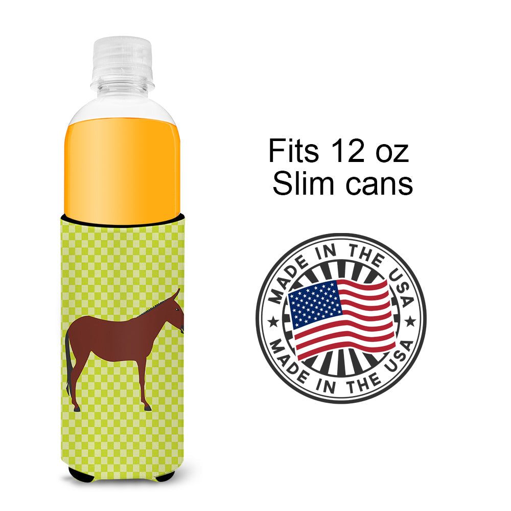 Hinny Horse Donkey Green Slim Can Hugger , Insulated Foam Hugger for 12 oz Slim Cans, Beer Bottles & Water Bottles, Printed in USA