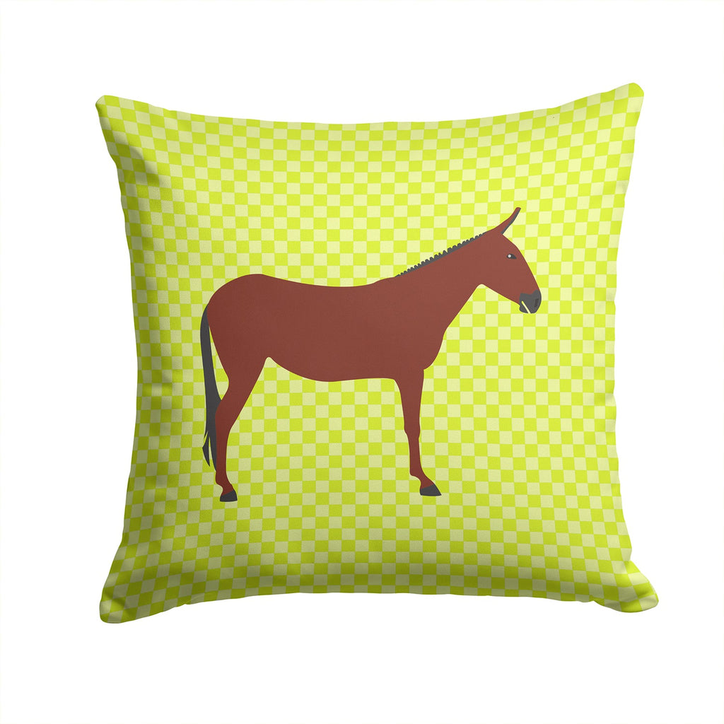 Hinny Horse Donkey Green Decorative Throw Pillow 14x14 Indoor Outdoor Accent Cushion, Fabric Cover with Insert for Sofa, Bed, Porch & Living Room