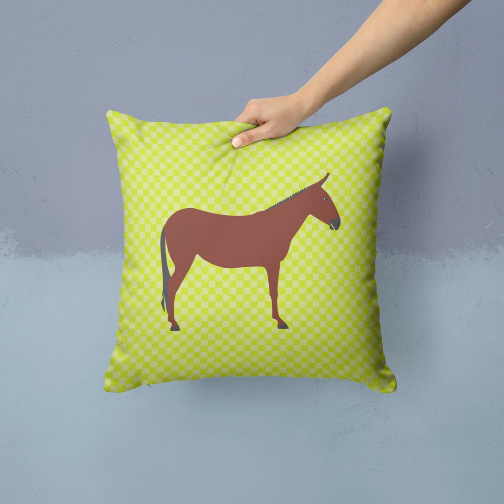 Hinny Horse Donkey Green Decorative Throw Pillow 14x14 Indoor Outdoor Accent Cushion, Fabric Cover with Insert for Sofa, Bed, Porch & Living Room