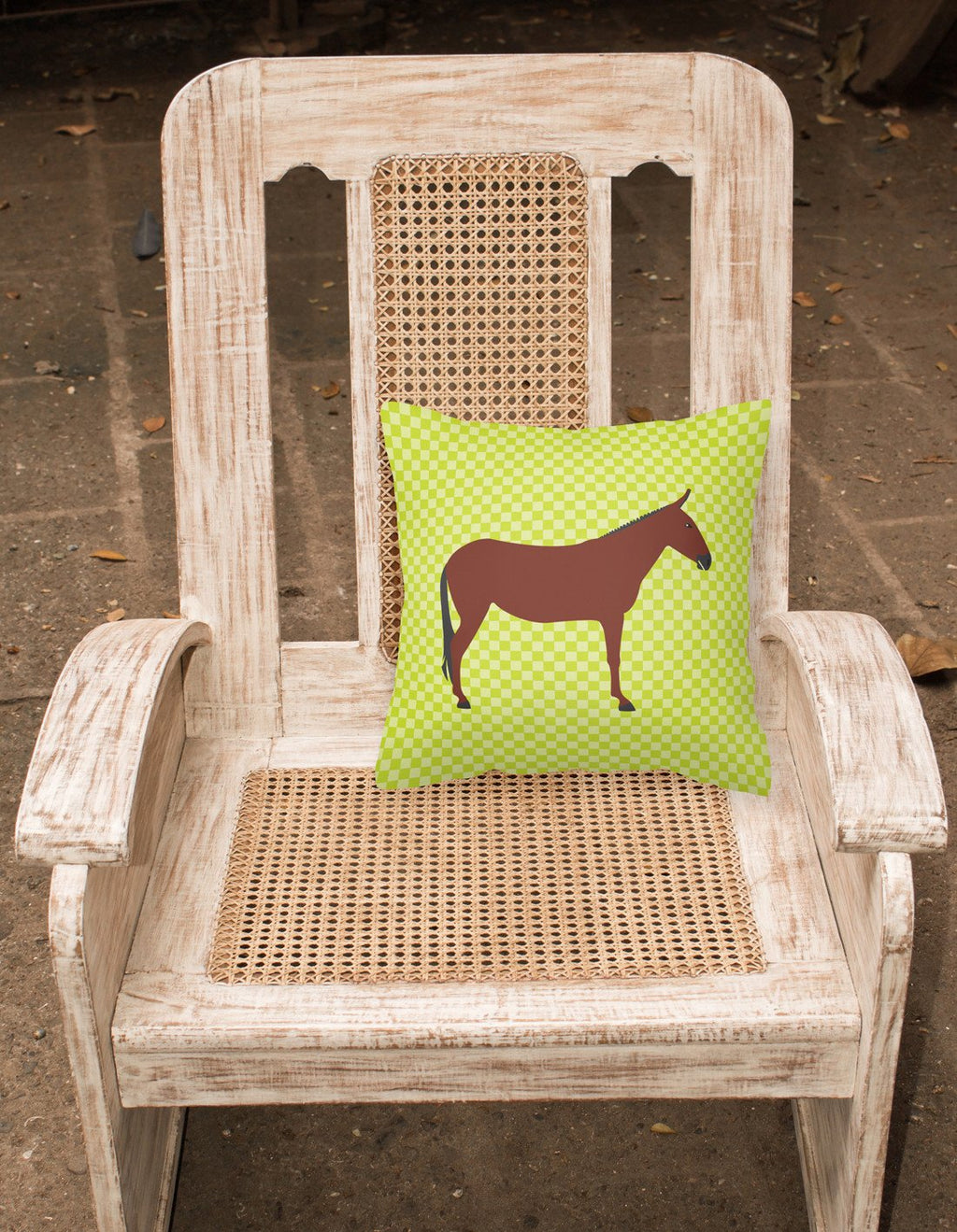 Hinny Horse Donkey Green Decorative Throw Pillow 18x18 Indoor Outdoor Accent Cushion, Fabric Cover with Insert for Sofa, Bed, Porch & Living Room