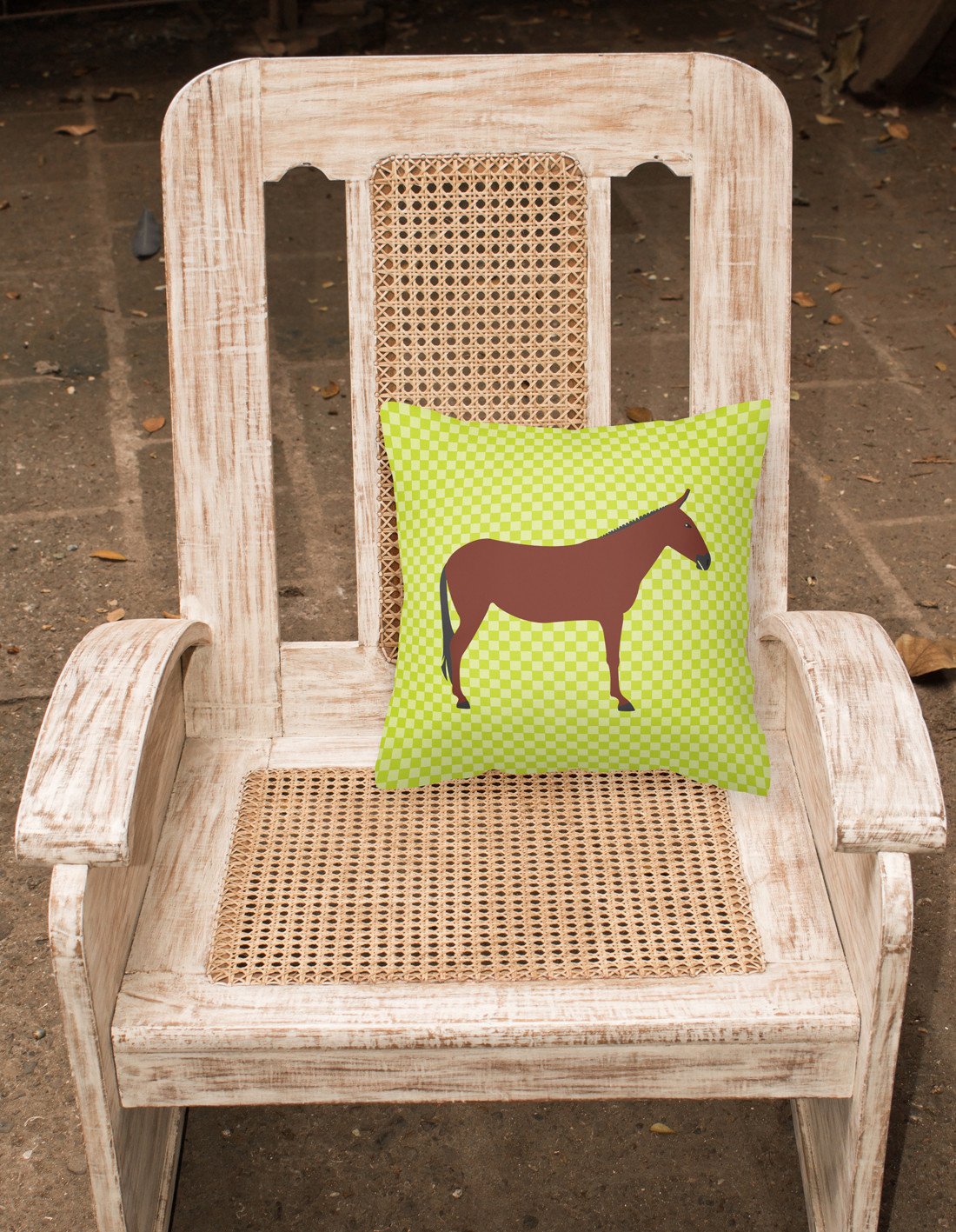 Hinny Horse Donkey Green Decorative Throw Pillow 18x18 Indoor Outdoor Accent Cushion, Fabric Cover with Insert for Sofa, Bed, Porch & Living Room