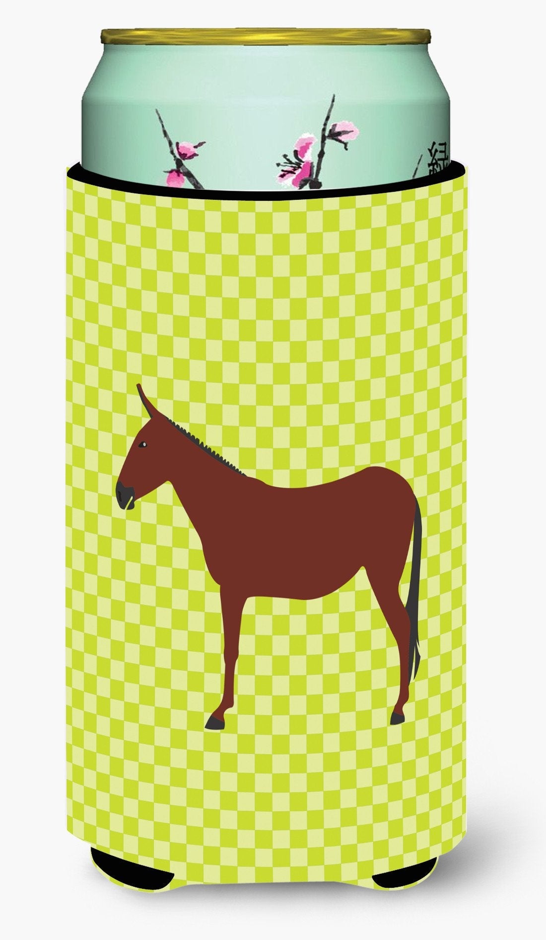 Hinny Horse Donkey Green Tall Boy Hugger Can Cooler Sleeve Machine Washable Drink Collapsible Insulator Beverage Insulated Holder