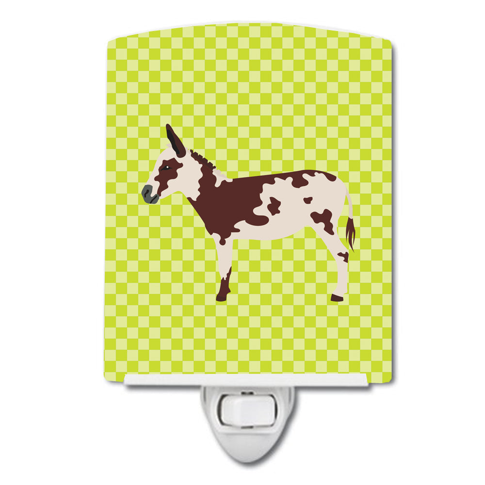 American Spotted Donkey Green Ceramic Night Light Compact, UL-Certified, Ideal for Bedroom, Bathroom, Nursery, Hallway, Kitchen, 6x4x3, Multicolor