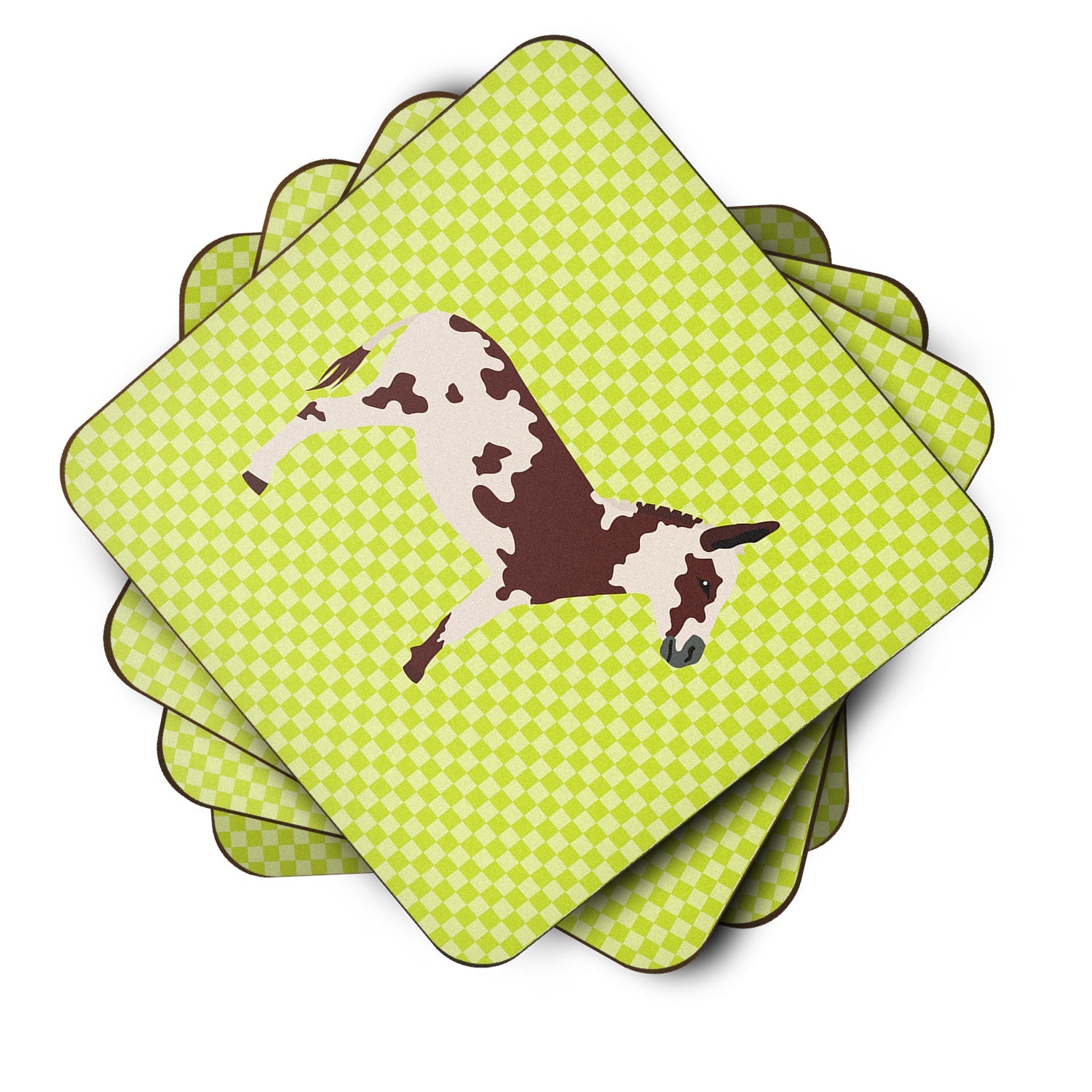 American Spotted Donkey Green Foam Coasters Set of 4 Cup Coasters for Indoor Outdoor, Tabletop Protection, Anti Slip, Mouse pad Material