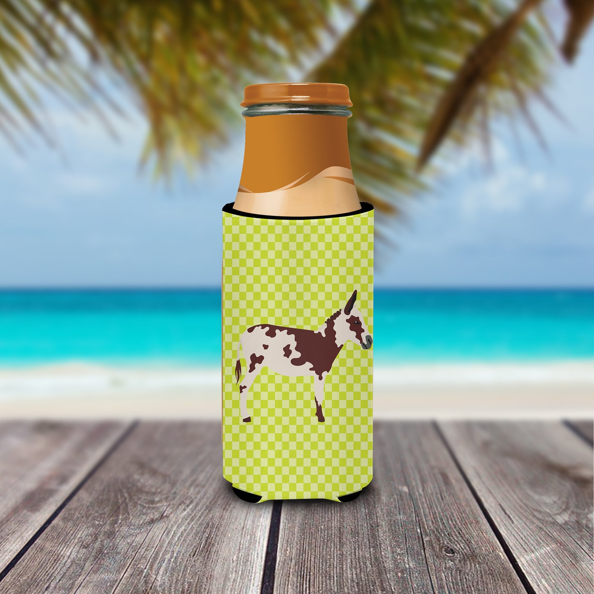 American Spotted Donkey Green Slim Can Hugger , Insulated Foam Hugger for 12 oz Slim Cans, Beer Bottles & Water Bottles, Printed in USA