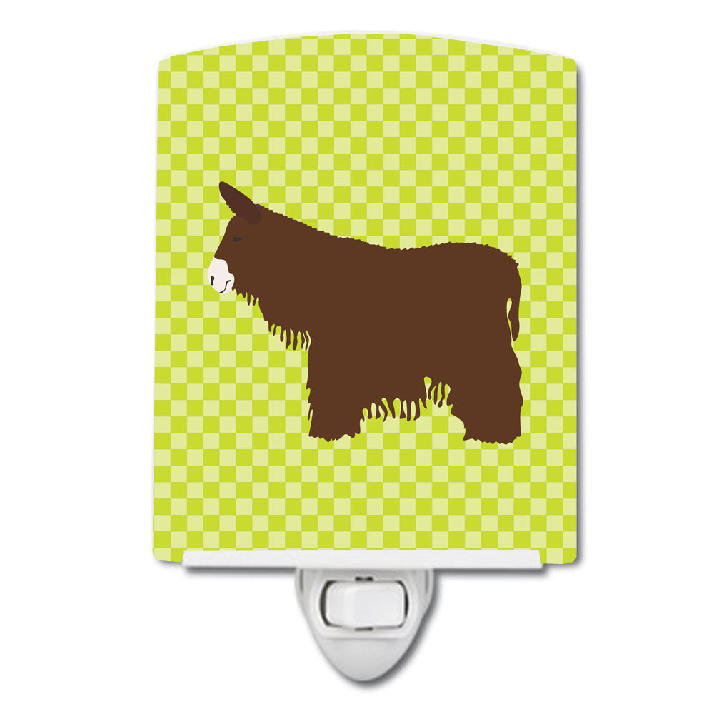 Poitou Poiteuin Donkey Green Ceramic Night Light Compact, UL-Certified, Ideal for Bedroom, Bathroom, Nursery, Hallway, Kitchen, 6x4x3, Multicolor