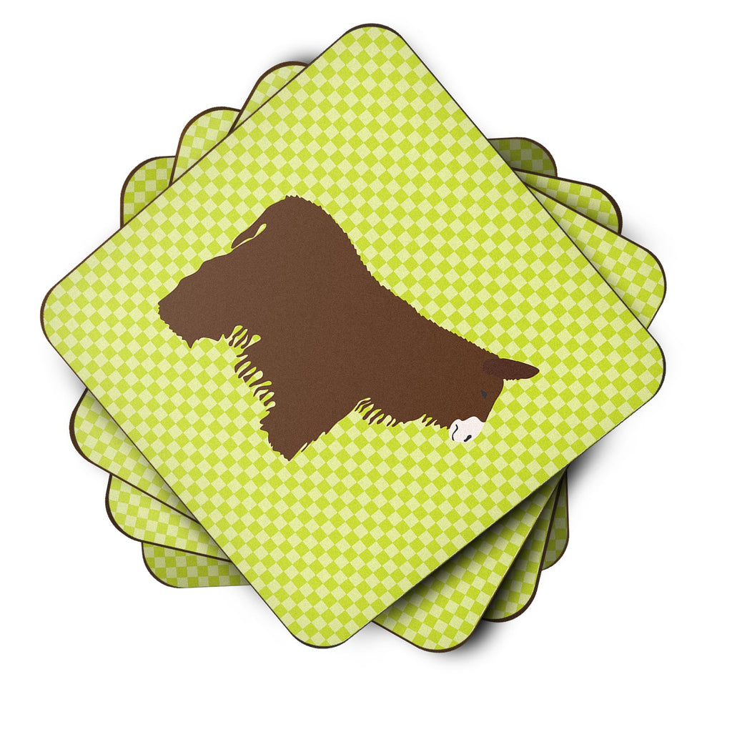 Poitou Poiteuin Donkey Green Foam Coasters Set of 4 Cup Coasters for Indoor Outdoor, Tabletop Protection, Anti Slip, Mouse pad Material