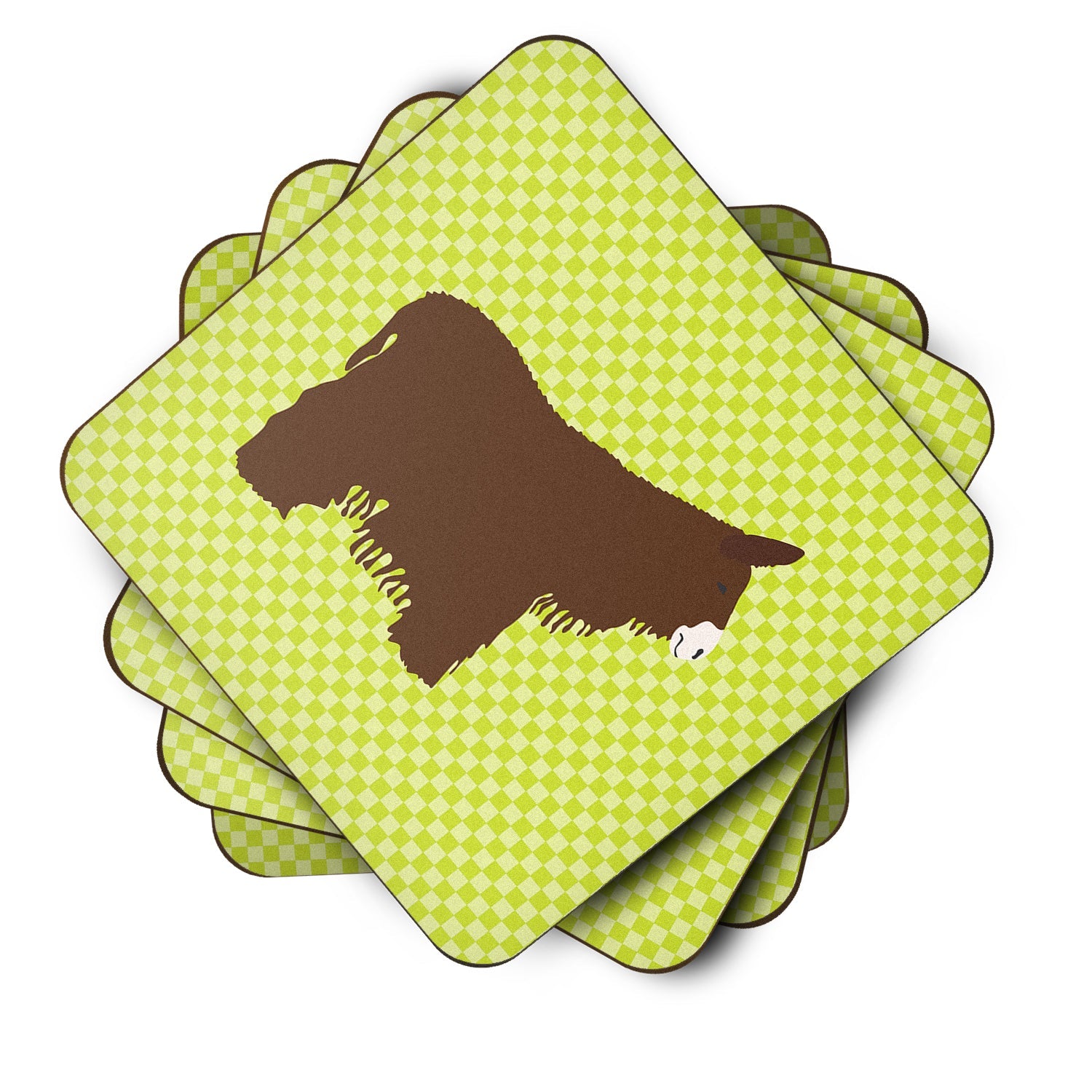 Poitou Poiteuin Donkey Green Foam Coasters Set of 4 Cup Coasters for Indoor Outdoor, Tabletop Protection, Anti Slip, Mouse pad Material