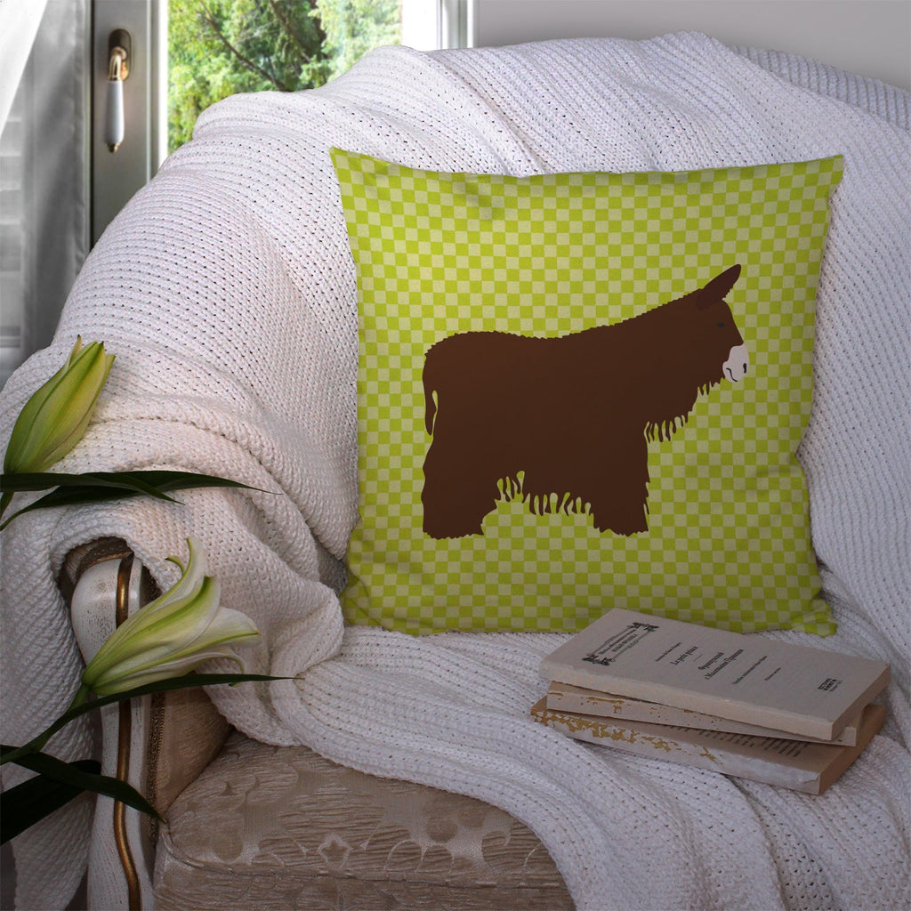 Poitou Poiteuin Donkey Green Decorative Throw Pillow 14x14 Indoor Outdoor Accent Cushion, Fabric Cover with Insert for Sofa, Bed, Porch & Living Room