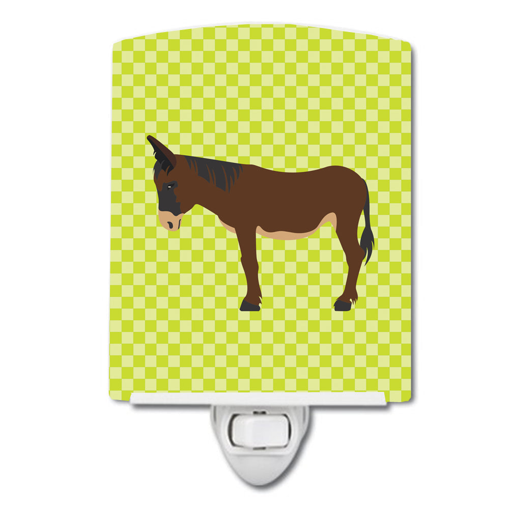 Zamorano-Leones Donkey Green Ceramic Night Light Compact, UL-Certified, Ideal for Bedroom, Bathroom, Nursery, Hallway, Kitchen, 6x4x3, Multicolor