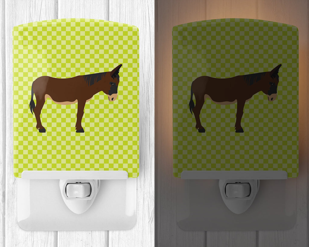 Zamorano-Leones Donkey Green Ceramic Night Light Compact, UL-Certified, Ideal for Bedroom, Bathroom, Nursery, Hallway, Kitchen, 6x4x3, Multicolor