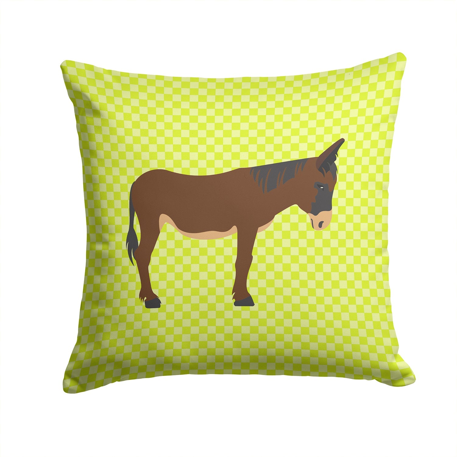 Zamorano-Leones Donkey Green Decorative Throw Pillow 14x14 Indoor Outdoor Accent Cushion, Fabric Cover with Insert for Sofa, Bed, Porch & Living Room