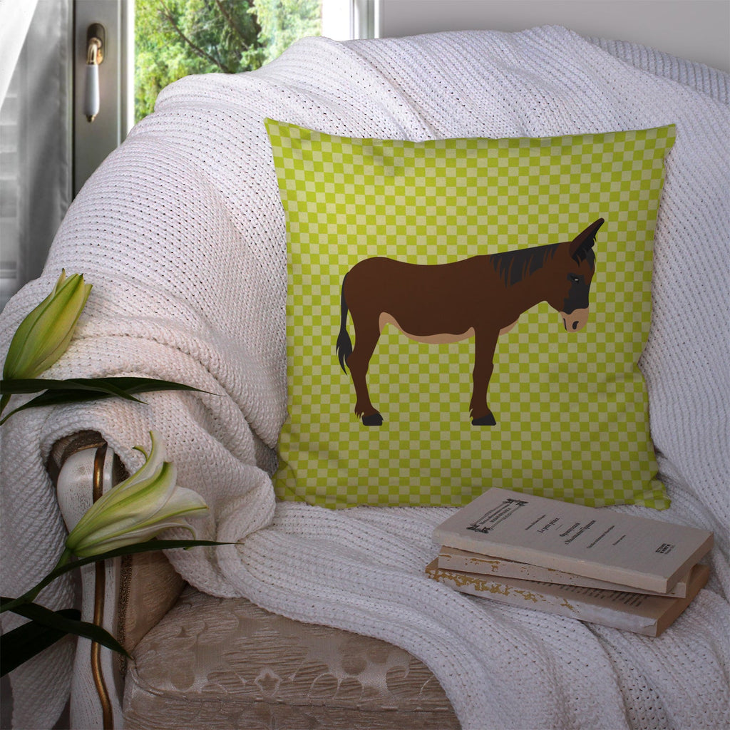 Zamorano-Leones Donkey Green Decorative Throw Pillow 14x14 Indoor Outdoor Accent Cushion, Fabric Cover with Insert for Sofa, Bed, Porch & Living Room