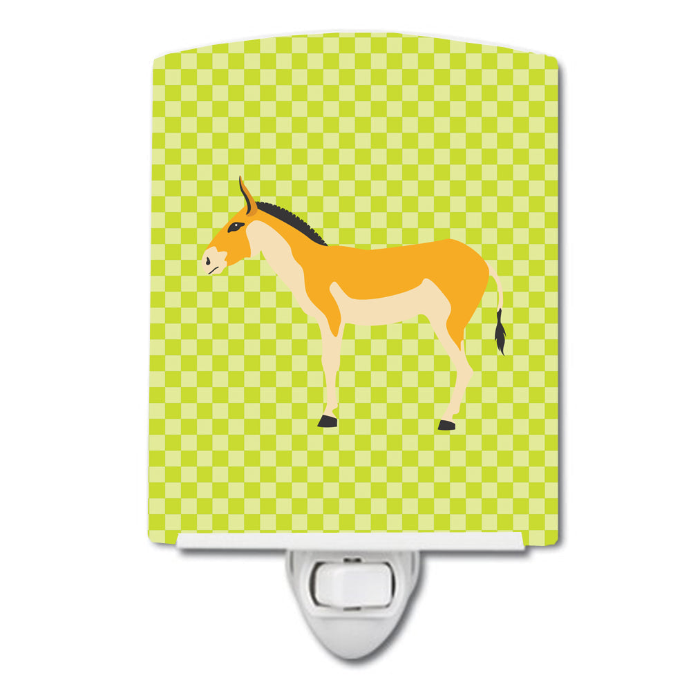 Turkmenian Kulan Donkey Green Ceramic Night Light Compact, UL-Certified, Ideal for Bedroom, Bathroom, Nursery, Hallway, Kitchen, 6x4x3, Multicolor