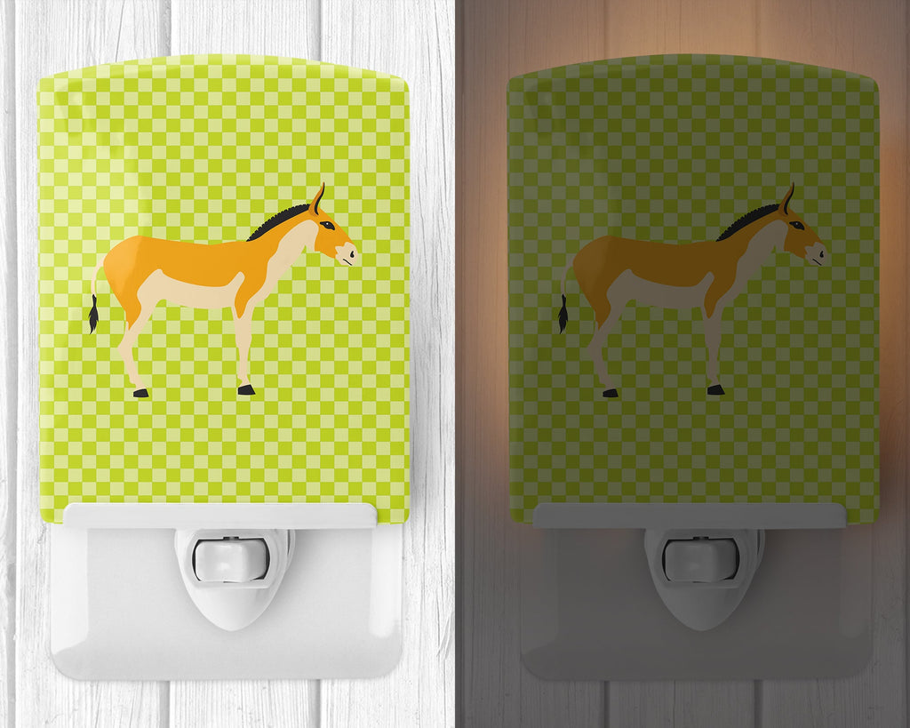 Turkmenian Kulan Donkey Green Ceramic Night Light Compact, UL-Certified, Ideal for Bedroom, Bathroom, Nursery, Hallway, Kitchen, 6x4x3, Multicolor
